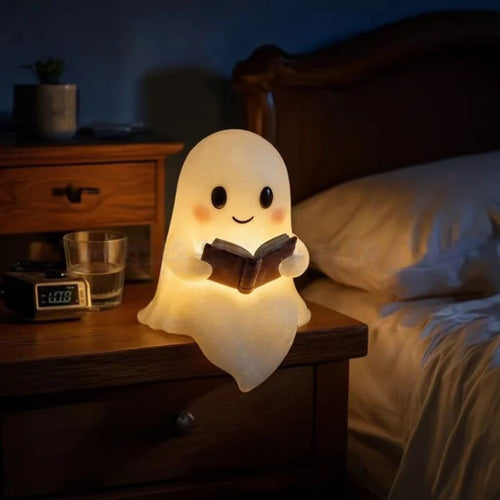 Cute Ghost Reading Book Lamp Halloween Ghost Night Light Decoration