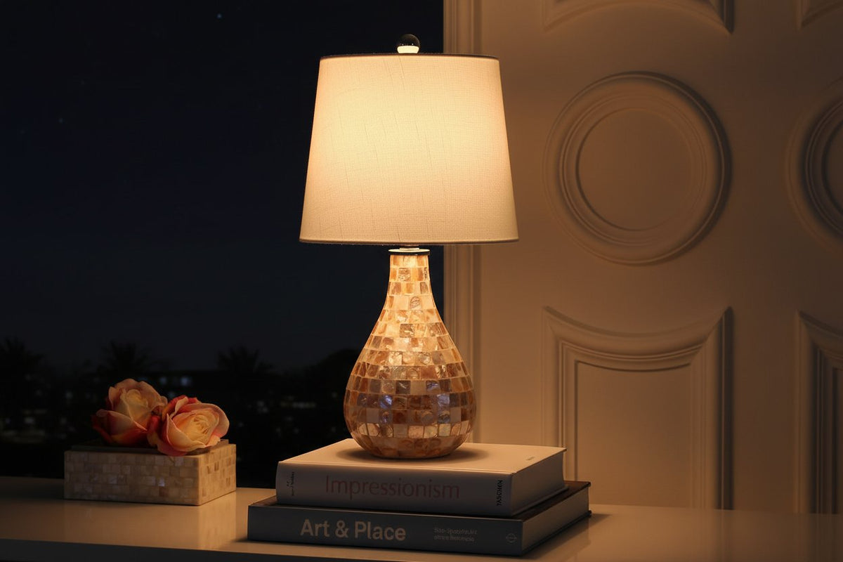 Mona Coastal Mini LED Table Lamp 20.5" Bedside, Seashell