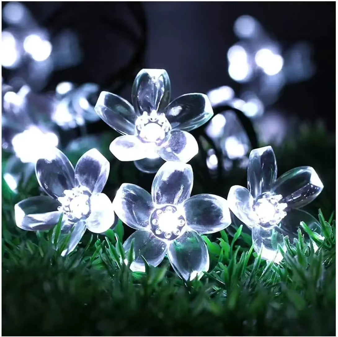 LED solar cherry blossom light string outdoor waterproof balcony holiday wedding decoration atmosphere flower colored lights