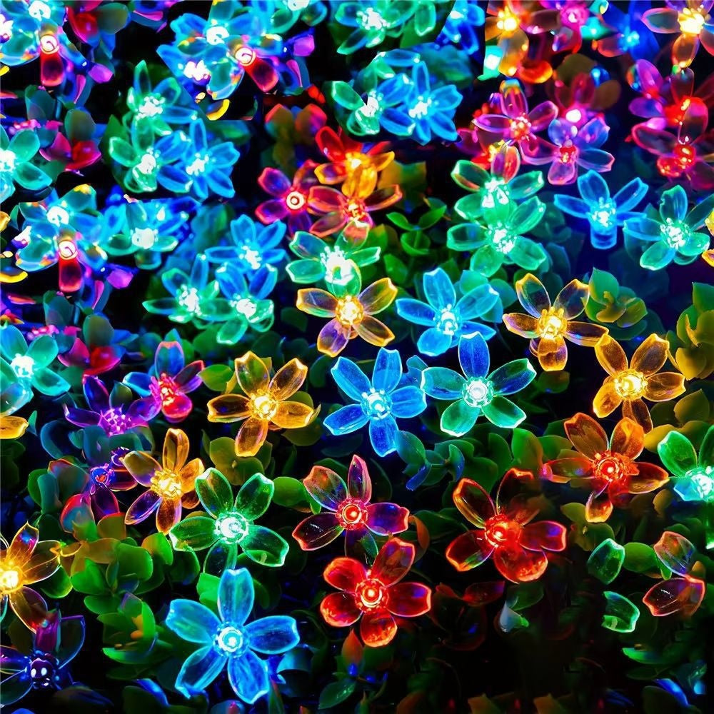 LED solar cherry blossom light string outdoor waterproof balcony holiday wedding decoration atmosphere flower colored lights