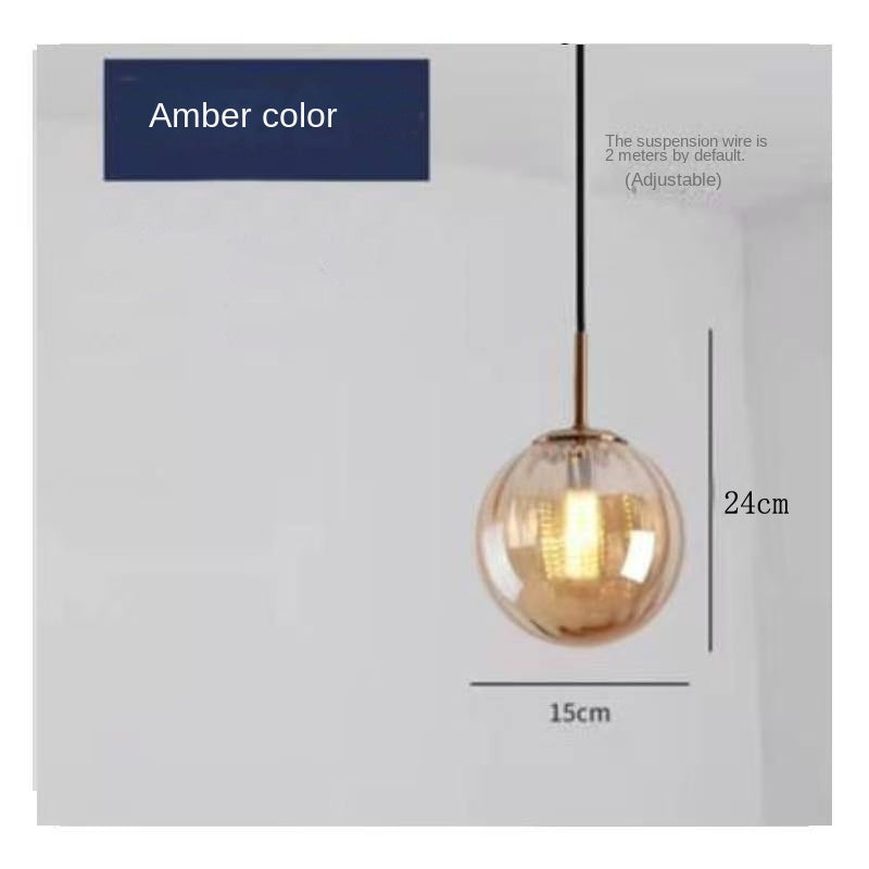 Minimalist Water Pattern Glass Sphere Pendant Light, Creative Living Room Bar Light, Nordic Bedroom Bedside Small Pendant Lamp