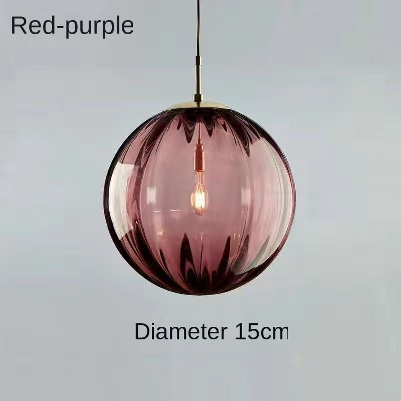 Minimalist Water Pattern Glass Sphere Pendant Light, Creative Living Room Bar Light, Nordic Bedroom Bedside Small Pendant Lamp