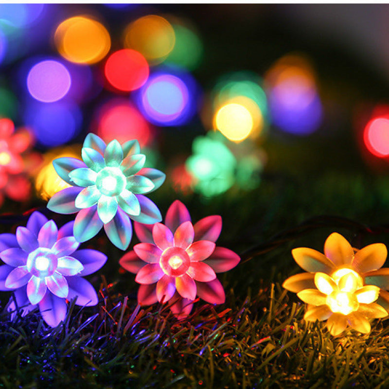LED solar cherry blossom light string outdoor waterproof balcony holiday wedding decoration atmosphere flower colored lights