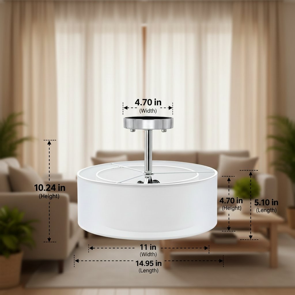 DLLT 3-Light Industrial Semi Drum Flush Mount Light, 15 Inch Double Drum Pendant Close to Ceiling Light Fixture for Bedroom, Dining Room, Kitchen, Hallway, Entry, Foyer, Living Room Lighting, E26 Base