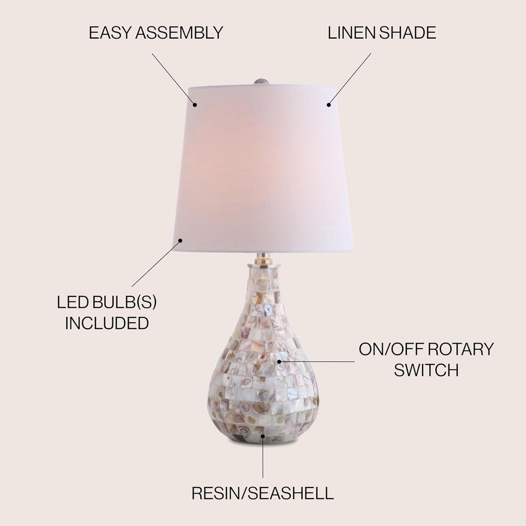 Mona Coastal Mini LED Table Lamp 20.5" Bedside, Seashell