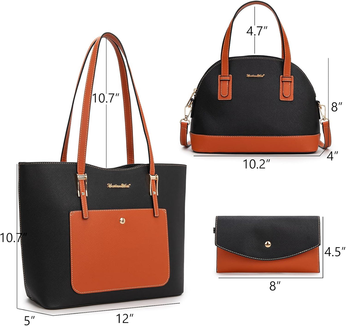 3PCS Purses for Women Tote Bag and Wallet Set Shoulder Satchel Handbags