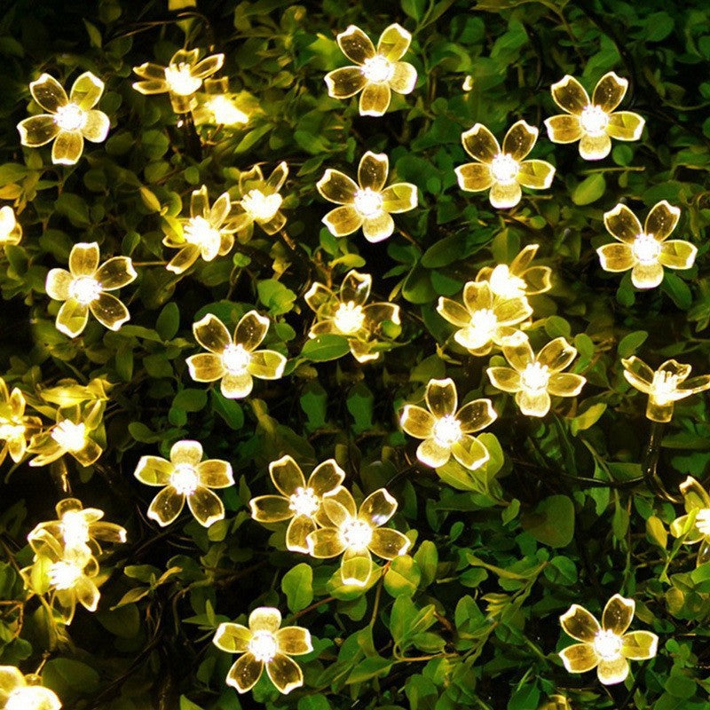 LED solar cherry blossom light string outdoor waterproof balcony holiday wedding decoration atmosphere flower colored lights