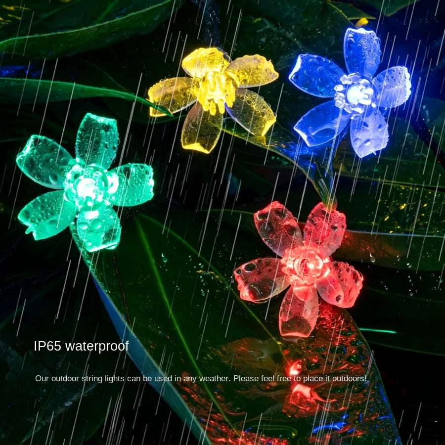 LED solar cherry blossom light string outdoor waterproof balcony holiday wedding decoration atmosphere flower colored lights