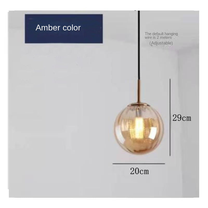 Minimalist Water Pattern Glass Sphere Pendant Light, Creative Living Room Bar Light, Nordic Bedroom Bedside Small Pendant Lamp