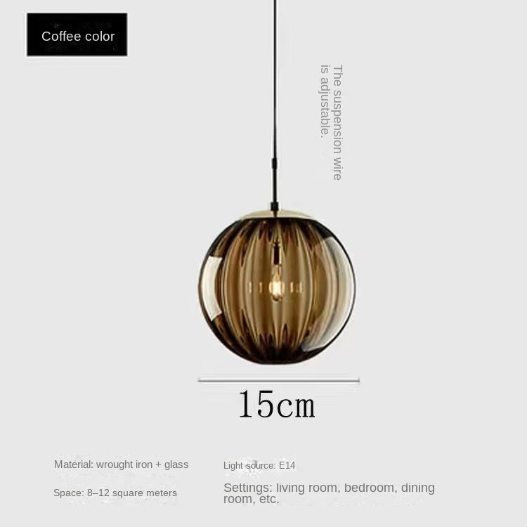 Minimalist Water Pattern Glass Sphere Pendant Light, Creative Living Room Bar Light, Nordic Bedroom Bedside Small Pendant Lamp