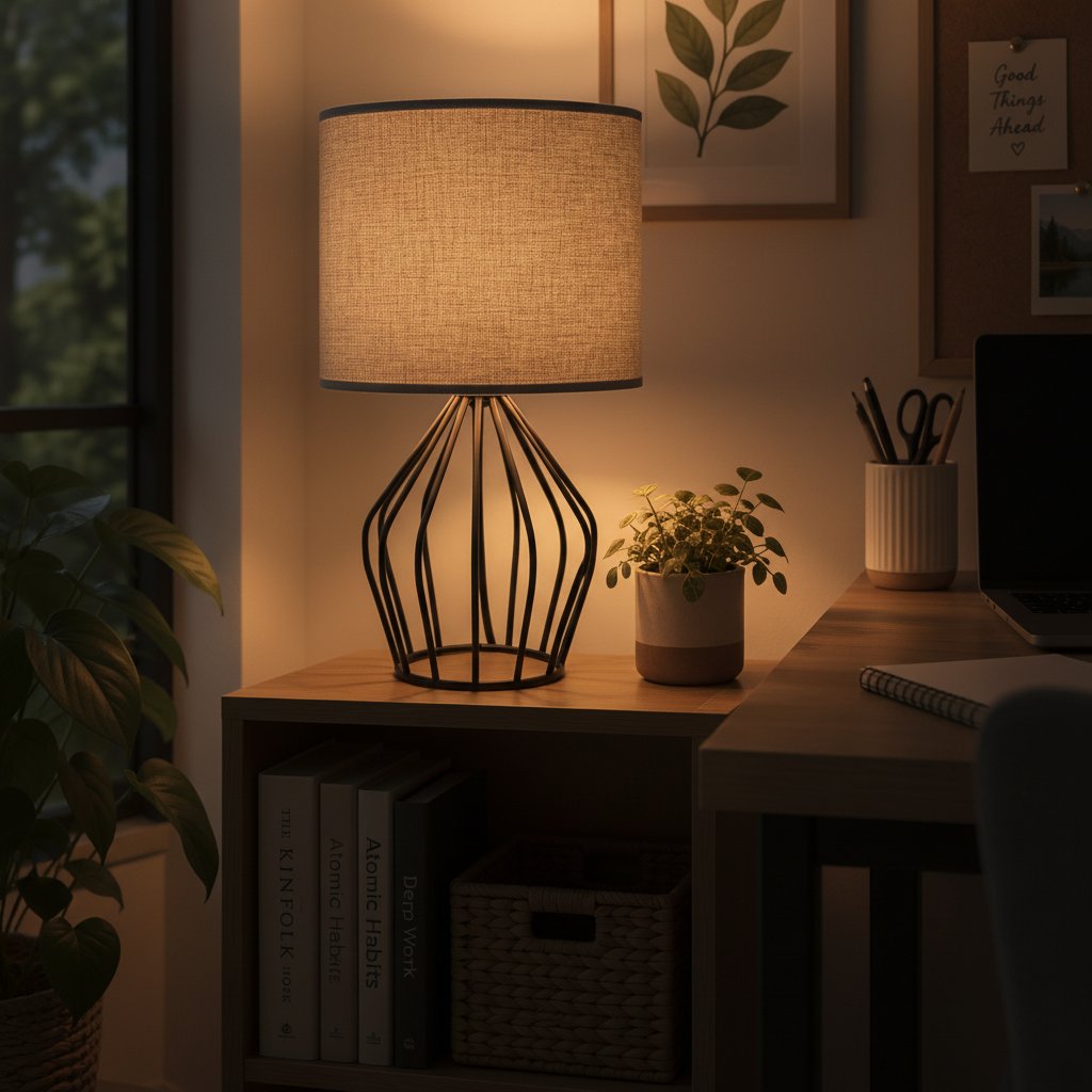 Farmhouse Table Lamp - Small Nightstand Lamp for Bedroom