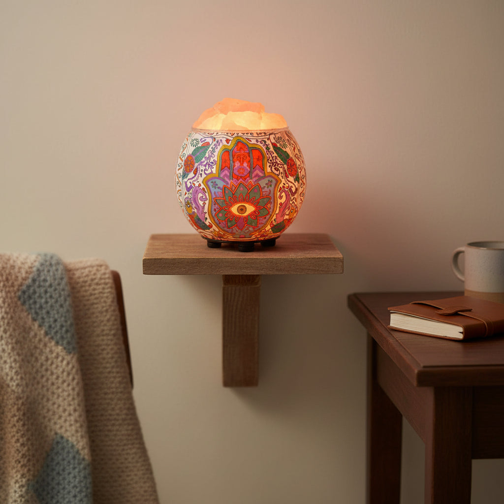Wooden Bedside Lamp with Linen Shade