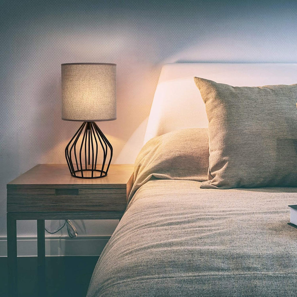 Farmhouse Table Lamp - Small Nightstand Lamp for Bedroom