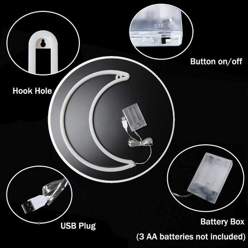 Blue Moon Neon Light, USB & Battery